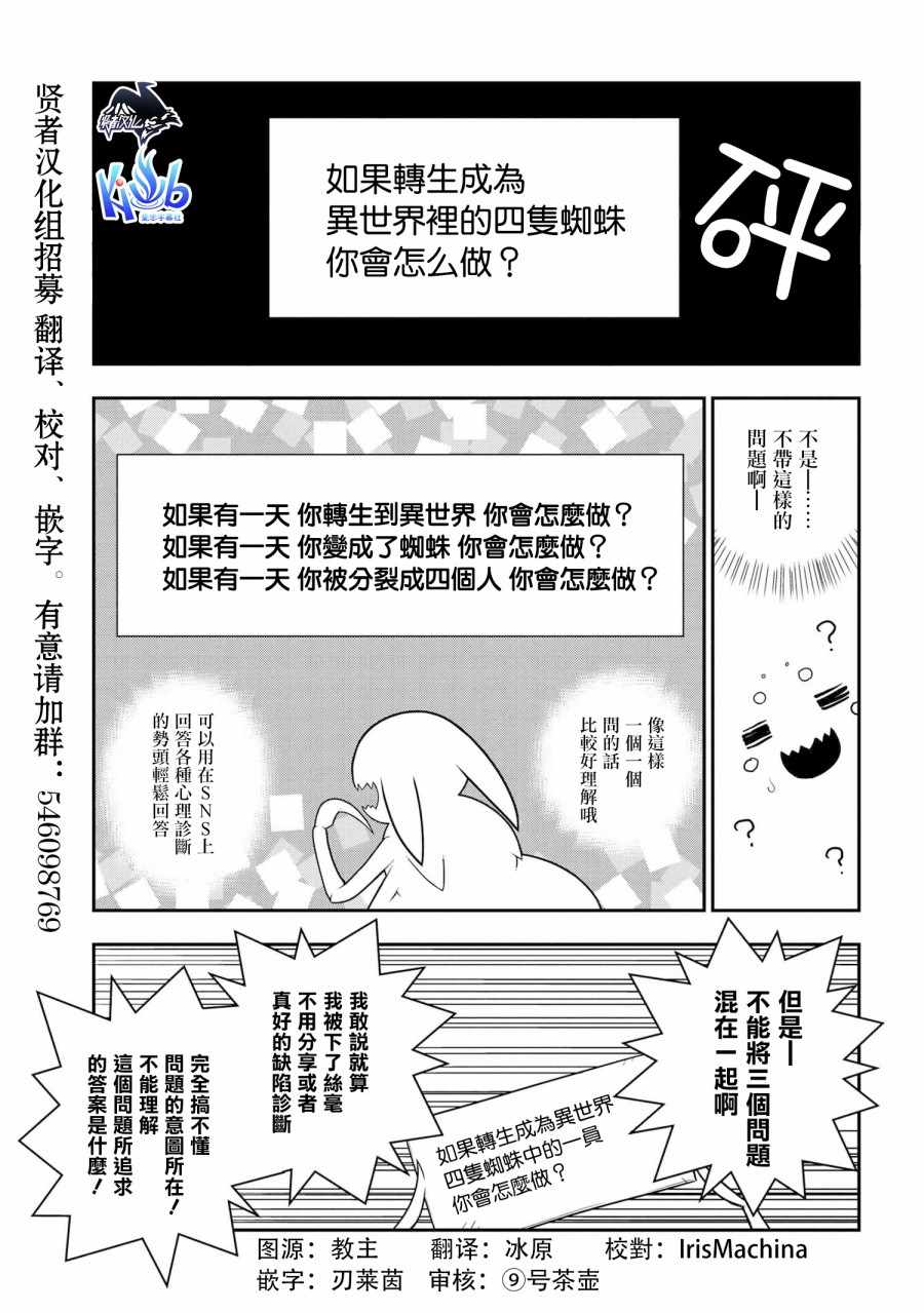 我是蜘蛛，怎么了？ 蜘蛛子四姐妹的日常漫画,第1话1图