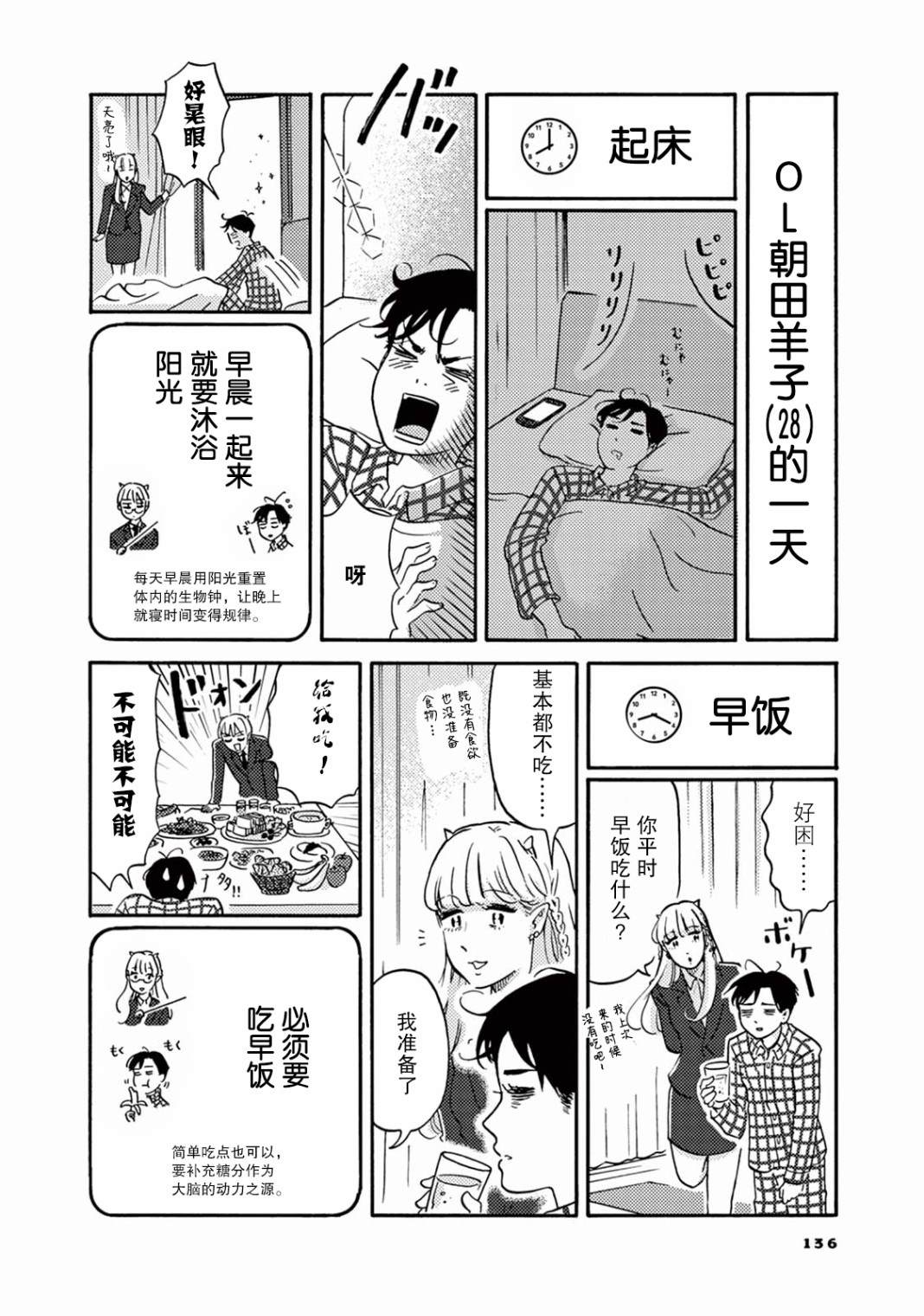 工作吧！睡魔漫画,第8话变化的羊子和不变的日子1图