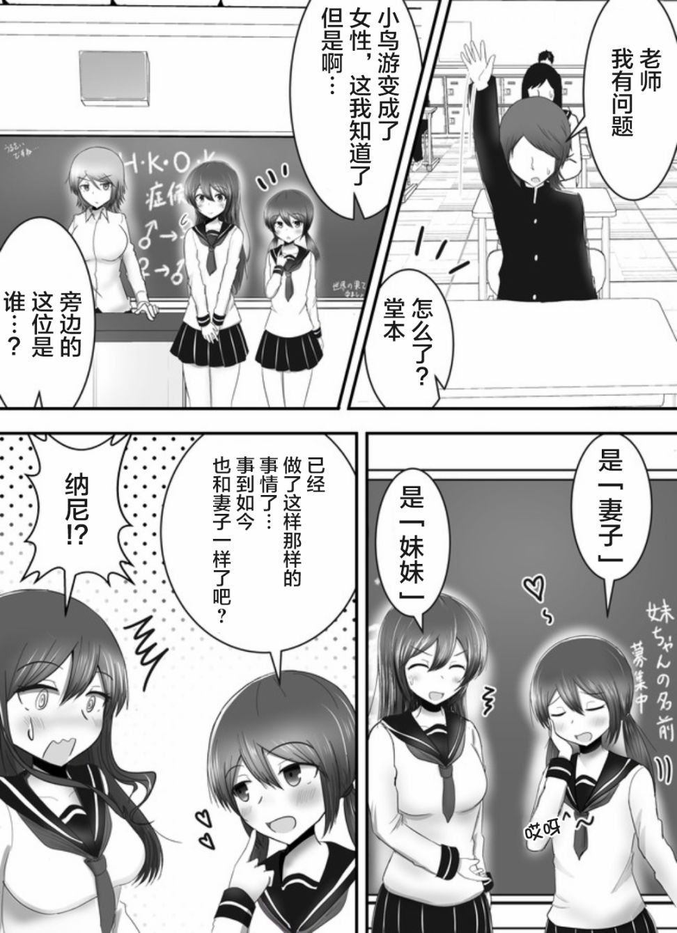 早上起来变成女孩子了，以百合后宫为目标也前途多难漫画,第3话2图